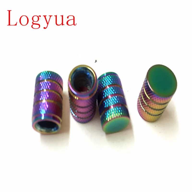 

4pcs/lot Aluminum Colorful Car Wheel Tire Valve Cap Rainbow Tire Dust Caps For Cylinder Design Cars
