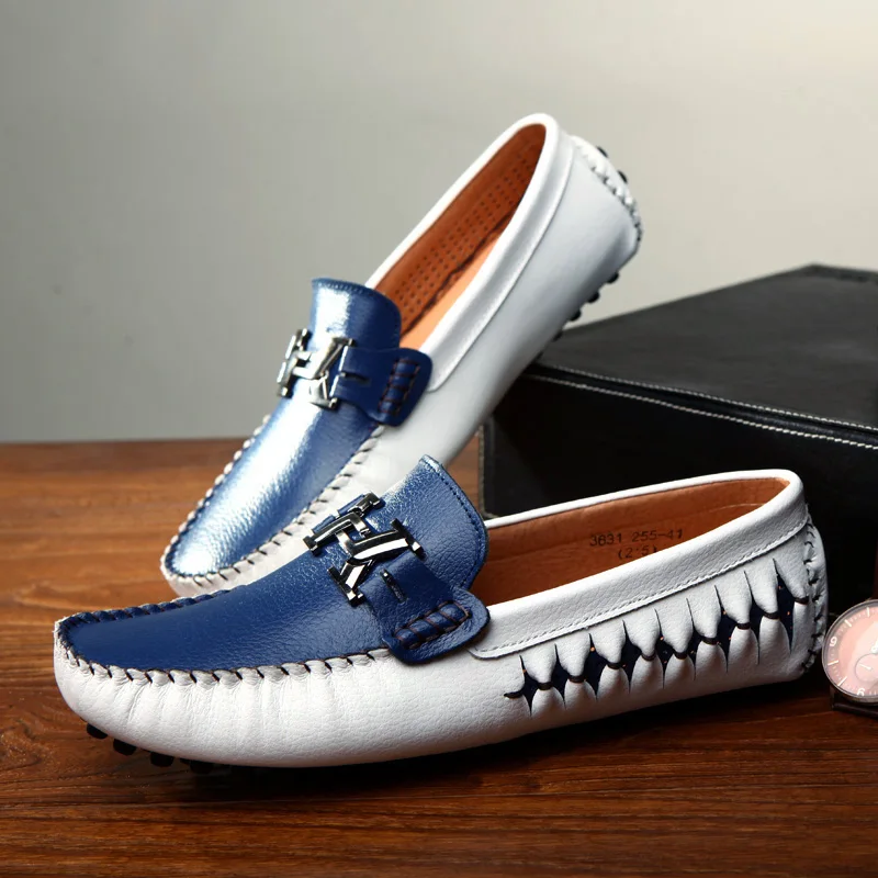 New Fashion Men High Quality Genuine Leather Loafers Luxury Brand Casual Flats Lazy Shoes Lightweigh Moccasins Driving | Обувь