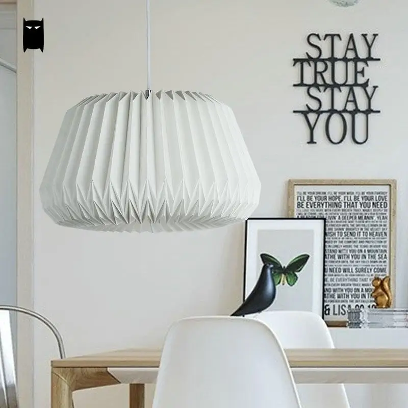 Online Handmade Bianco Di Carta Origami Lanterna Luce Ombra Del Pendente Cavo Apparecchio Nordic Creativo Decorazione Di Arte Lampada A Sospensione Camera Da Letto