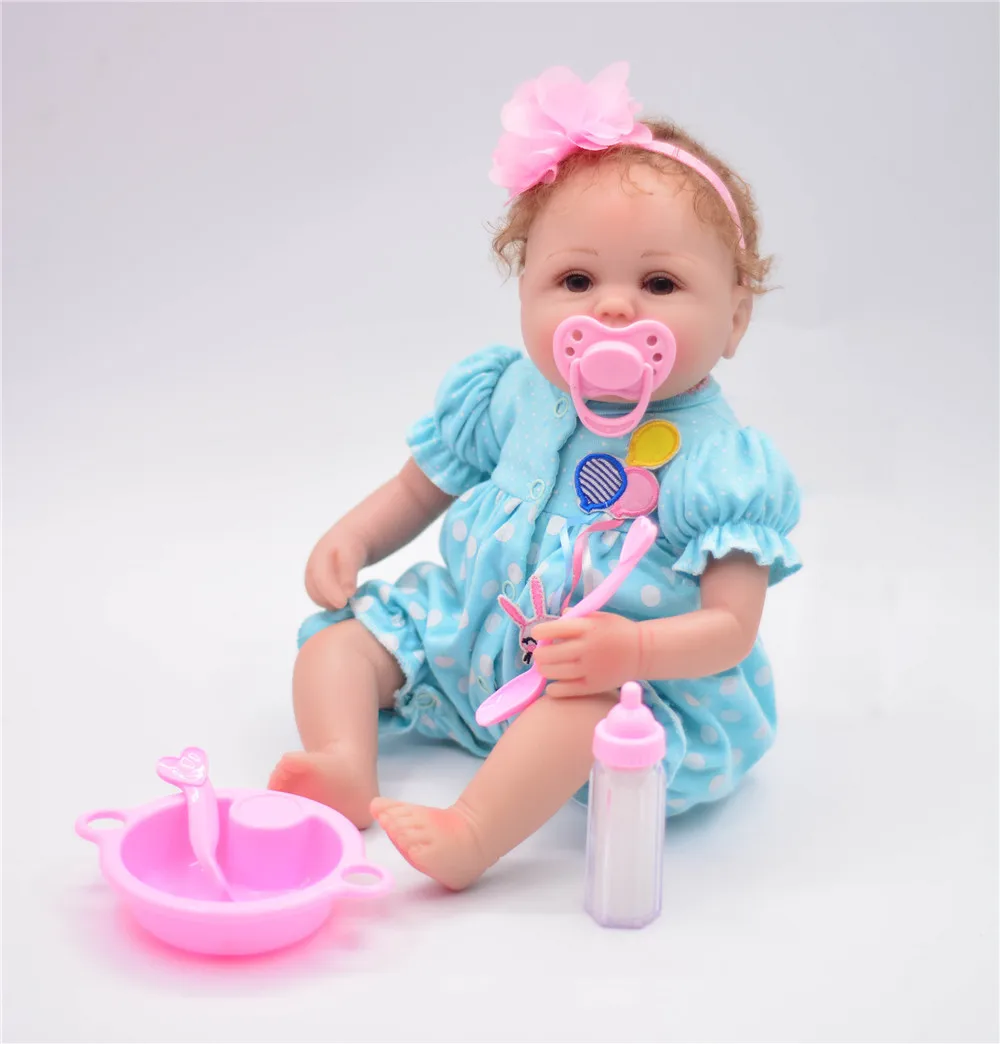 Мягкие нетоксичные куклы Bebe Reborn Girl Alive Silicone Sweet Princess Bonece игрушки с синей одеждой