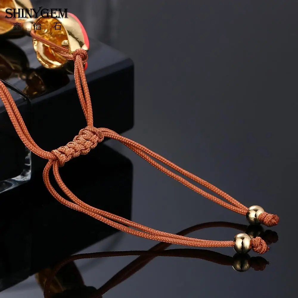 Женские регулируемые браслеты с шармами ShinyGem из натурального камня розового