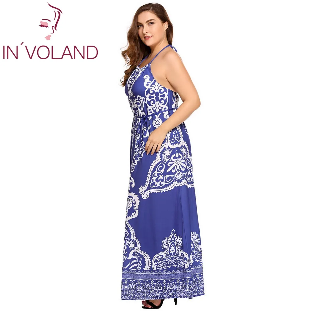 IN'VOLAND женское длинное платье плюс размер Холтер Замочная скважина без рукавов