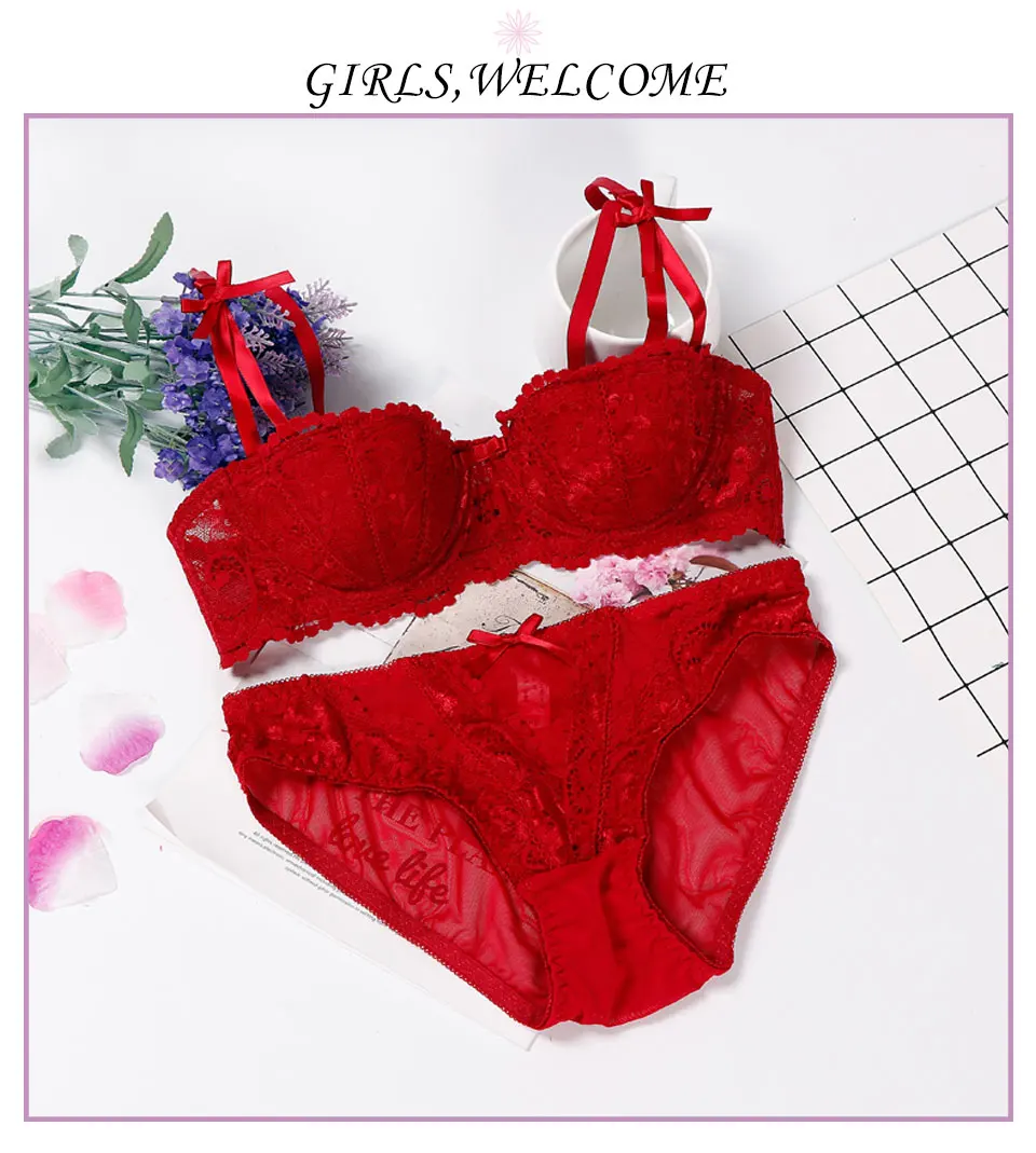 Женское белье, сексуальный комплект с бюстгальтером, ropa interior femenina conjunto, бюстгальтер на половину чашки, трусики, Женский комплект нижнего белья