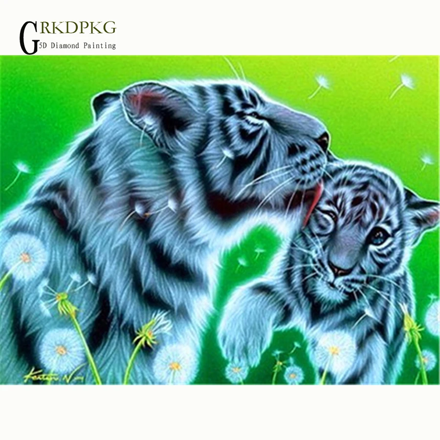 

Алмазная 5d Вышивка «сделай сам», картина с тигром и мамой, вышивка крестиком, мозаика без отделки, домашнее украшение
