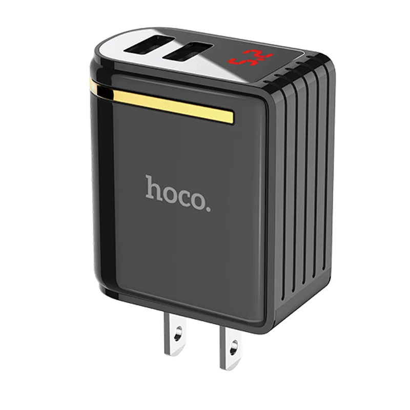 НОСО 5V2. 4A 2 Порты USB Wall быстрой зарядки Зарядное устройство ЕС США Plug Мощность светодио дный display Adapter для iPhone X XS max XR samsung xiaomi - Тип штекера: Black US
