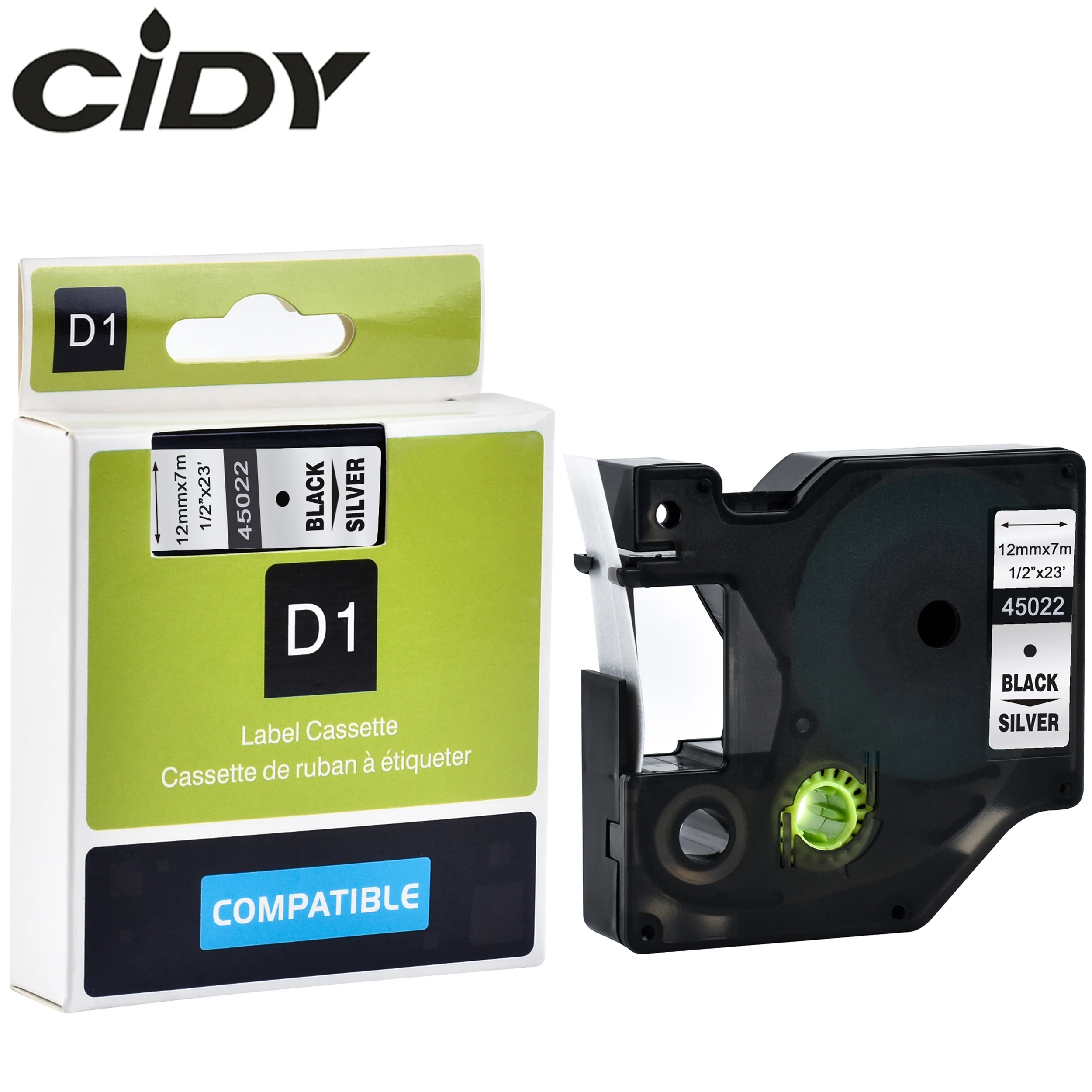 

Cidy 50 шт. 45022 совместимый с Dymo D1 ленточный картридж 12 мм черный на серебре для DYMO LM160 LM280 PNP