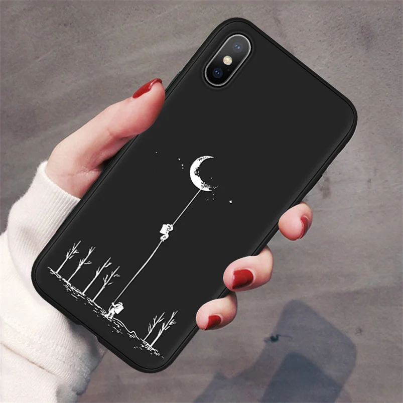 1yue2ren Чехол для телефона для iPhone 8 Plus с животными, черный матовый Мягкий ТПУ чехол для iPhone 11 Pro X XR XS Max 10 7 6 6S Plus 5 5S SE чехол s - Цвет: 1yue2ren