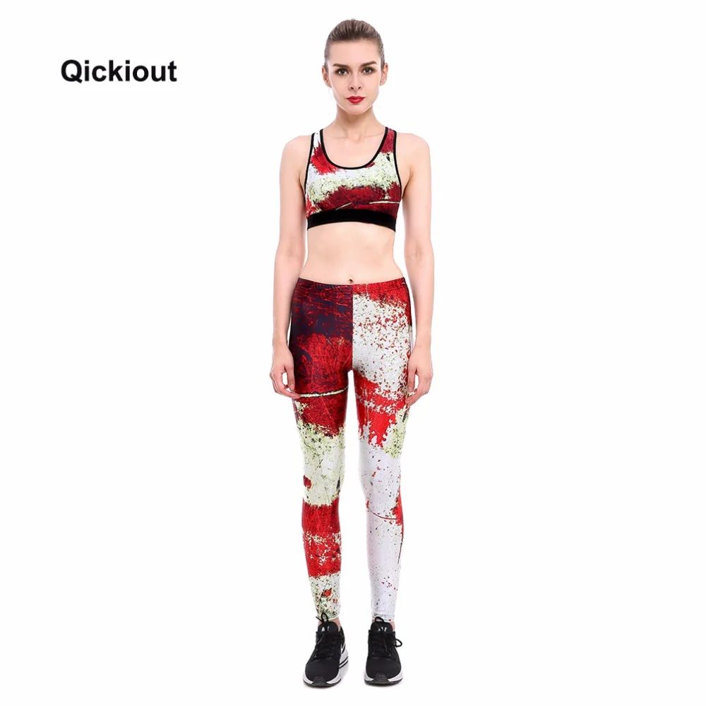 Qickitout 2017 Новый комплект с бюстгальтером и леггинсами для фитнеса повседневные