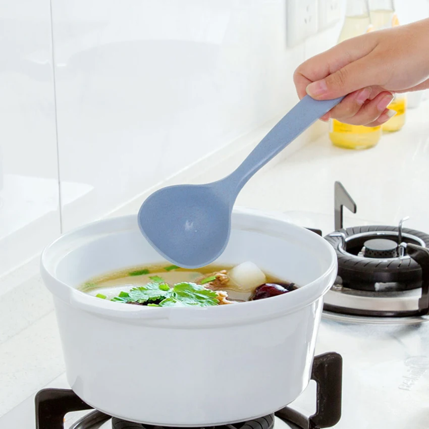 1 шт. пшеничной соломы суповая ложка 4 цвета бытовой ложки с длинной ручкой каша