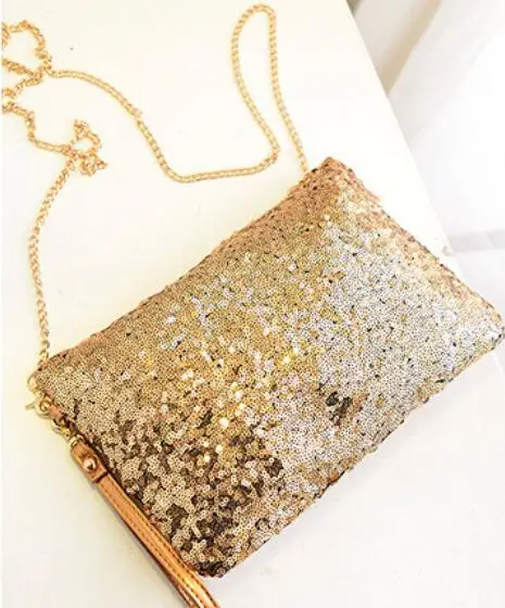 5pcs/lot New   sequins envelope bags fashion chain shoulder bags  bags women pu leather handbags Sequins