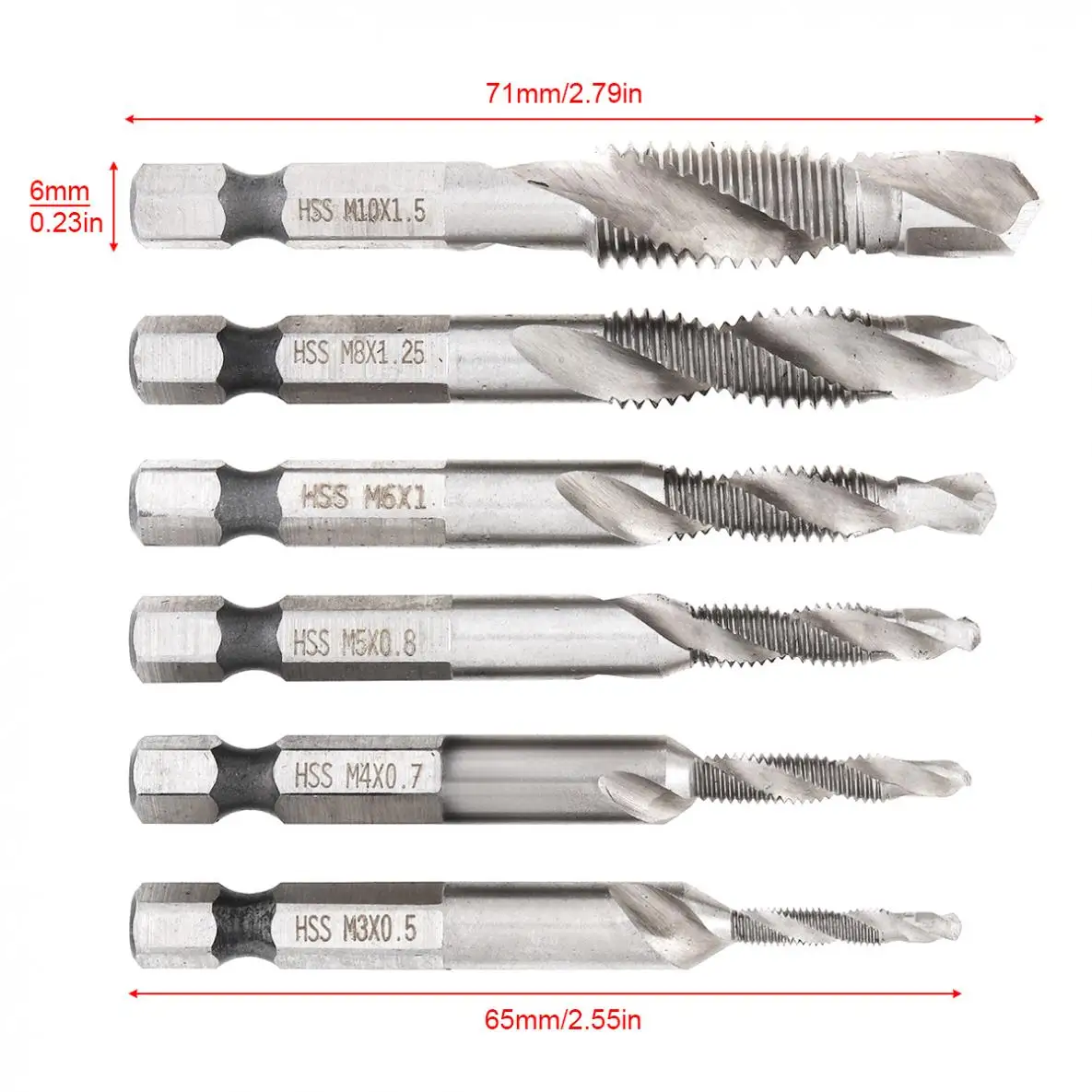 6 шт. шестигранный хвостовик винт из быстрорежущей стали Метрическая резьба