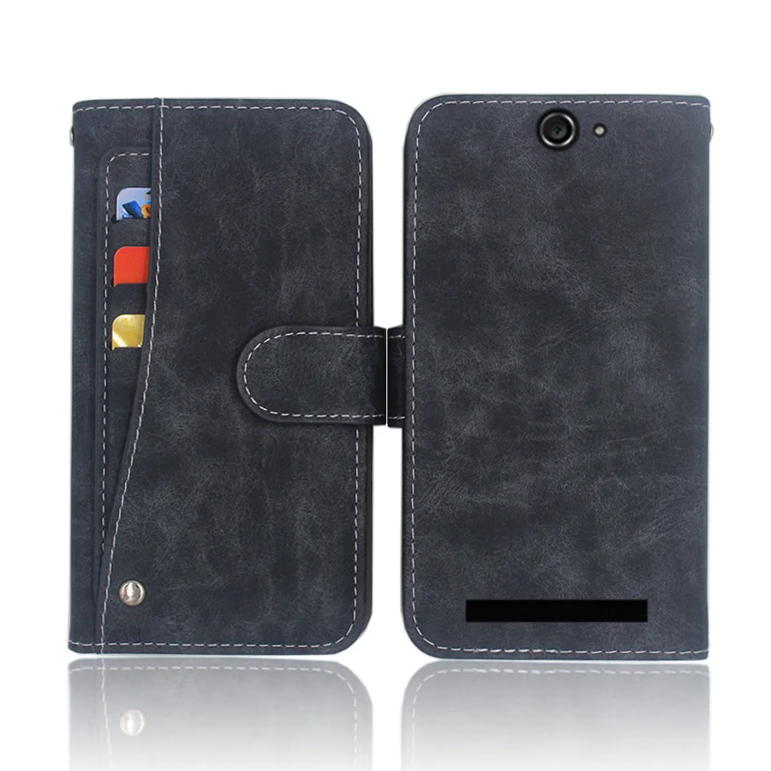 Горячий! Чехол THL 5000T из качественной флип-кожи для телефона с передним слотом для карты.