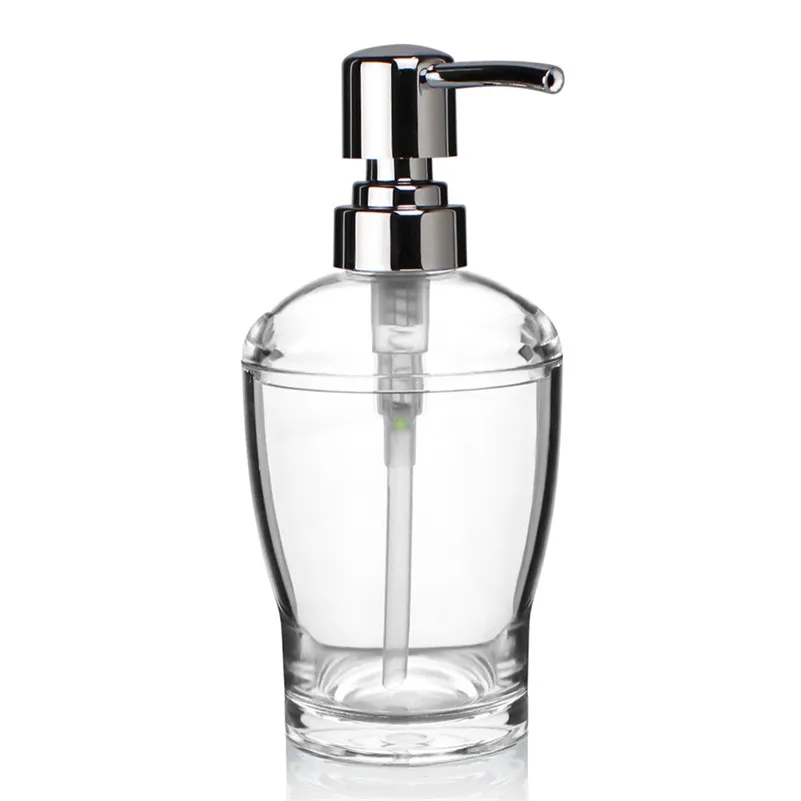 Акриловый диспенсер для жидкого лосьона бутылка мыла прозрачная/хромированная