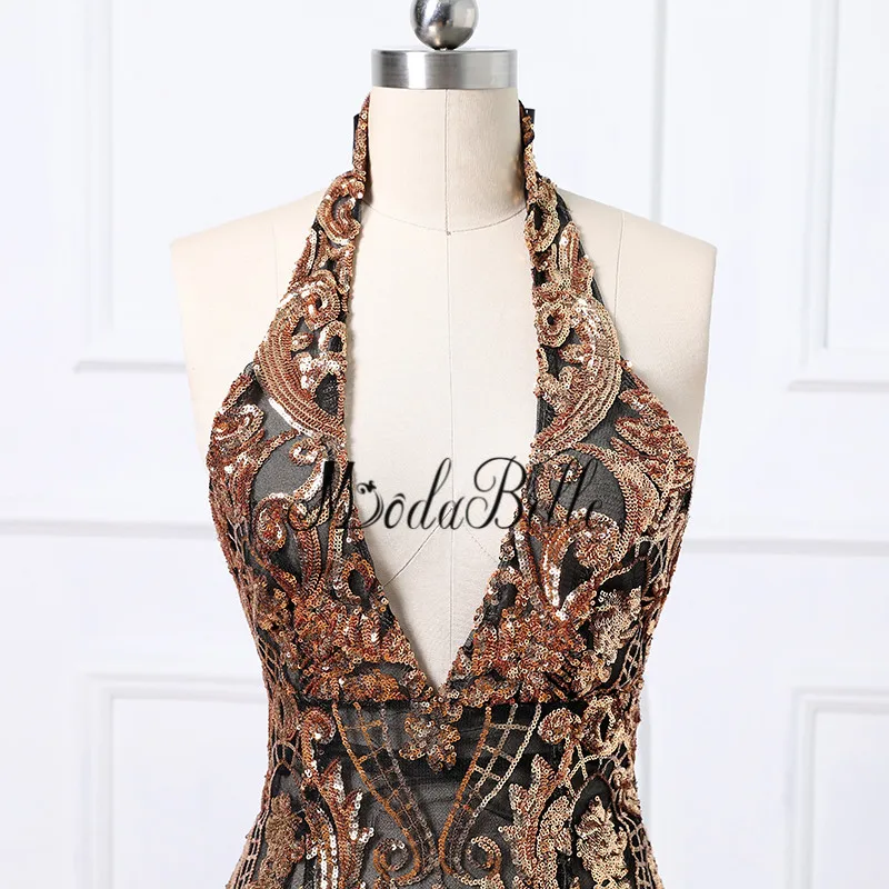 Modabelle черное Золотое длинное вечернее платье с блестками русалки знаменитости 2018