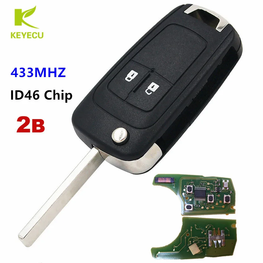 

KEYECU Replacement Flip Remote Key Fob 2Button 433MHZ ID46 Chip for Opel/Vauxhall Insignia Astra J Zafira C Mokka ADAM 5WK50079