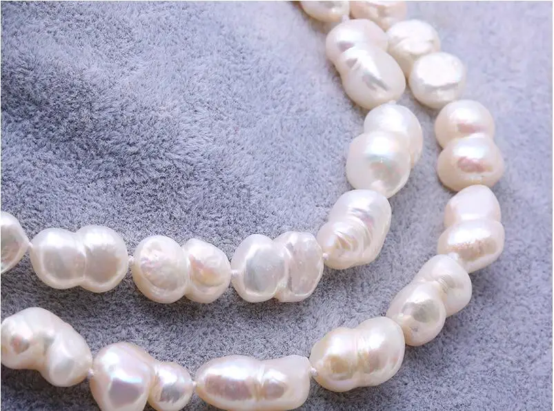 

33inch 85CM Women Jewelry natural pearl 20mm white peanut baroque pearl handmade necklace Natural freshwater pearl gift
