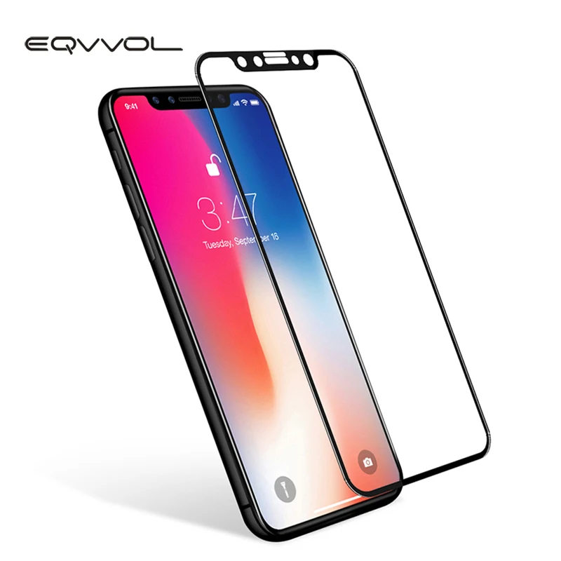 Eqvvol Закаленное стекло протектор экрана для Apple iPhone X 8 7 6 Plus 3D полное покрытие