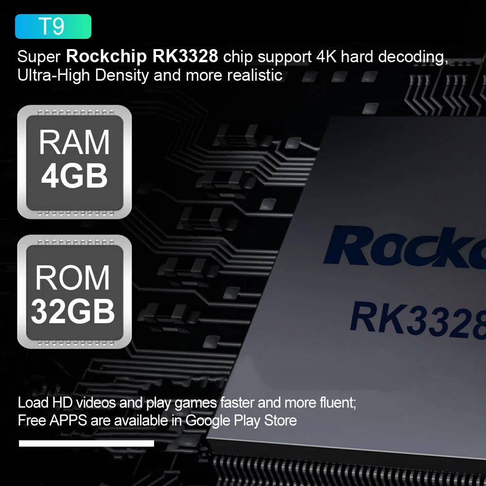 Новейшая модель T9 ТВ коробка Android 9 0 4 Гб оперативной памяти 32 встроенной RK3328 Quad Core