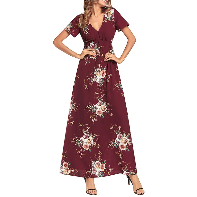 Новый летний линии глубоким v образным вырезом Для женщин Повседневное Роза