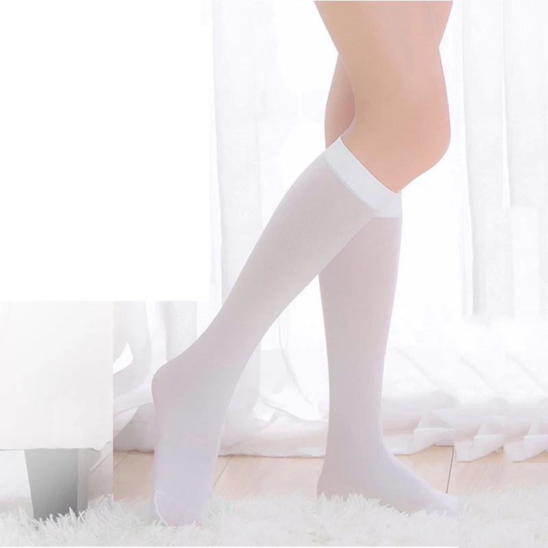 Черные белые бархатные чулки длинные однотонные сексуальные для девочек женские