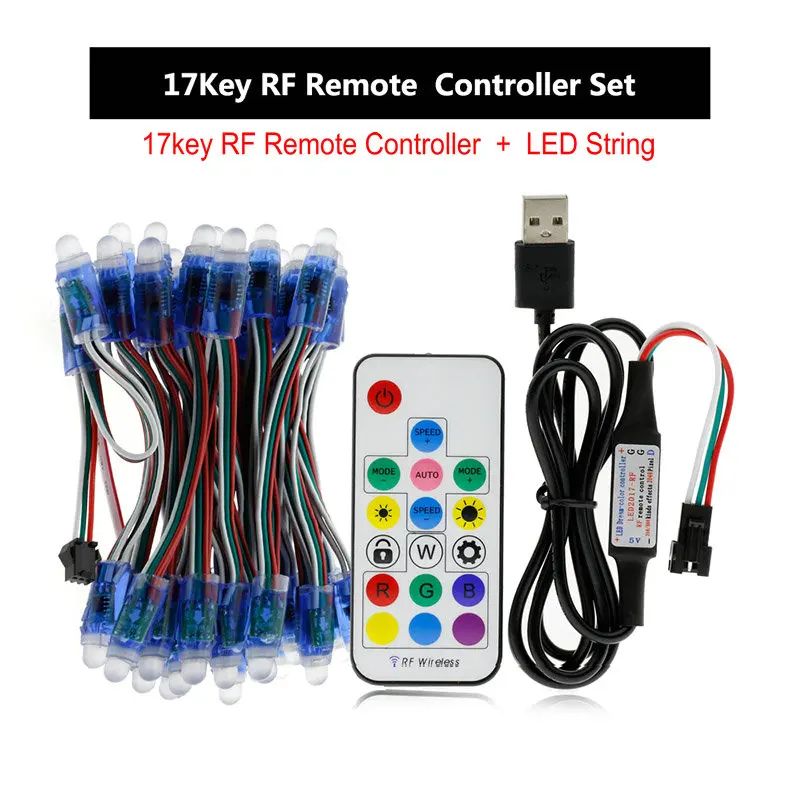 17Key Controller Set DC5V WS2811 полноцветный светодиодный модуль RGB струнный светильник USB 9Key музыкальный контроллер Набор праздничный светильник ing 50 пикселей/шт - Цвет: 17Key Controller Set