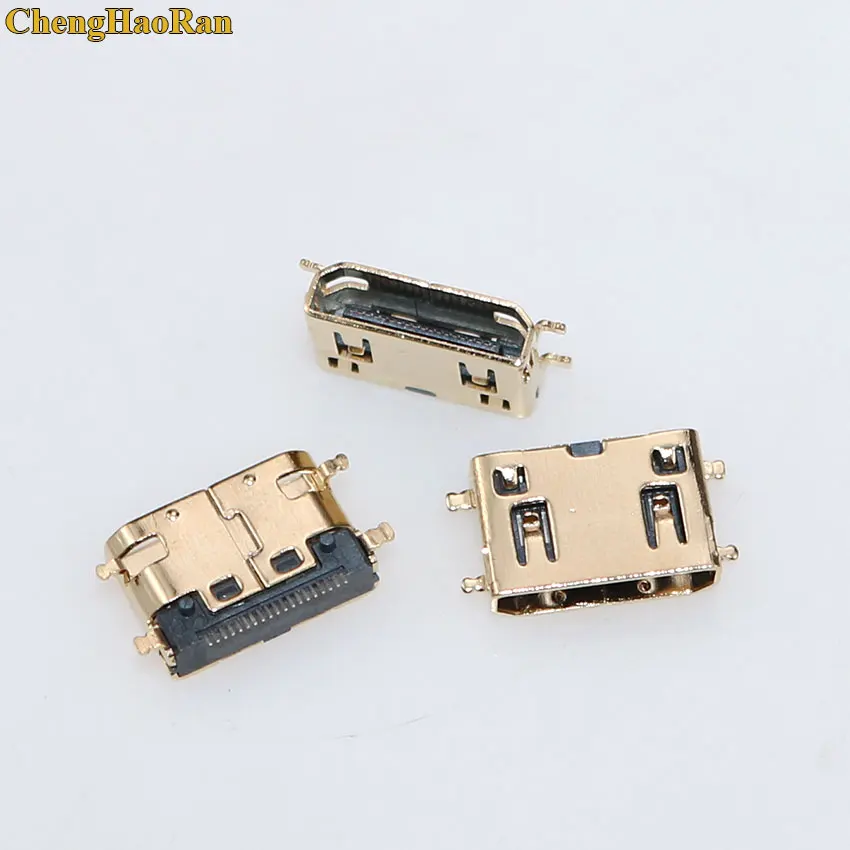 ChengHaoRan мини гнездо HDMI 19 P с золотым покрытием Тип C фиксированными ножками SMD
