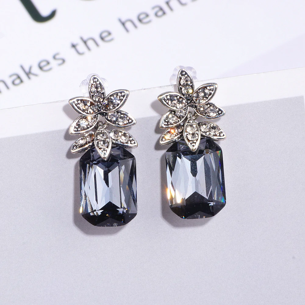 Женские винтажные квадратные серьги с кристаллами элегантные геометрические