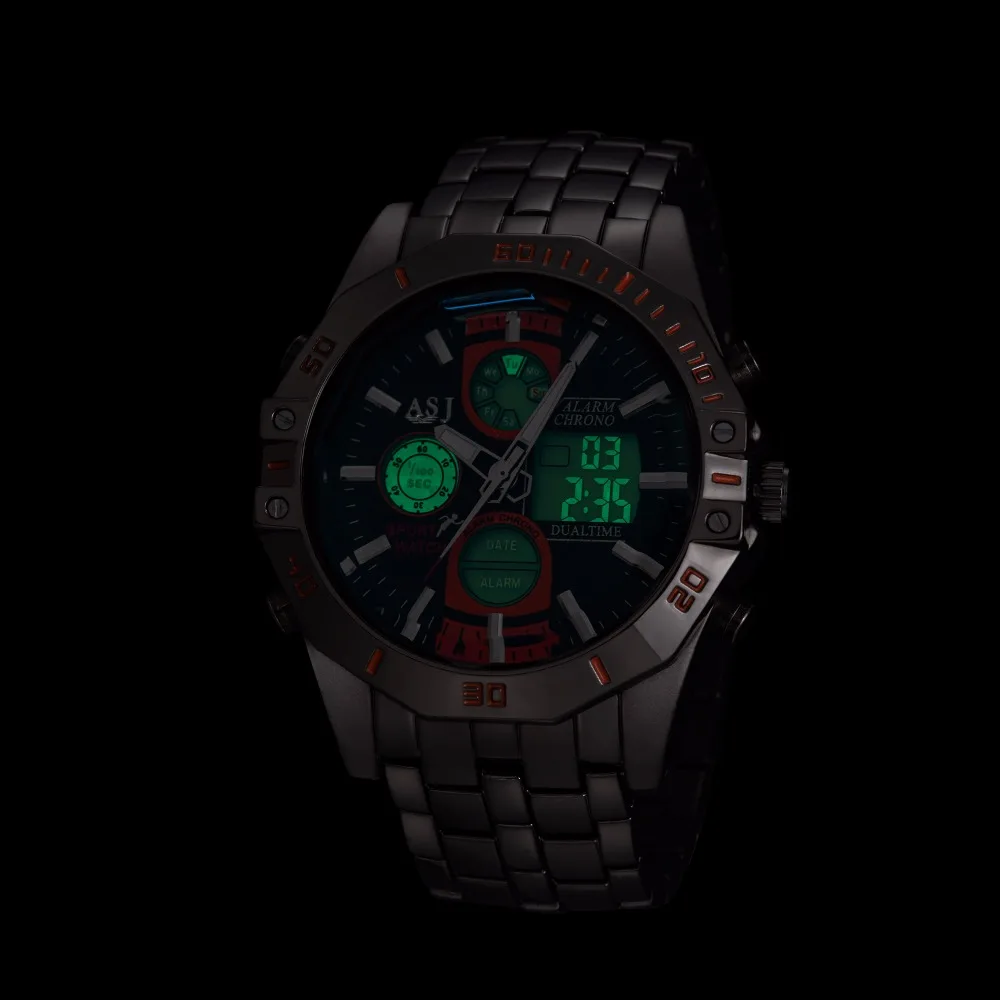 ASJ Мужские Цифровые светодиодный спортивные часы с двойным дисплеем лучший бренд