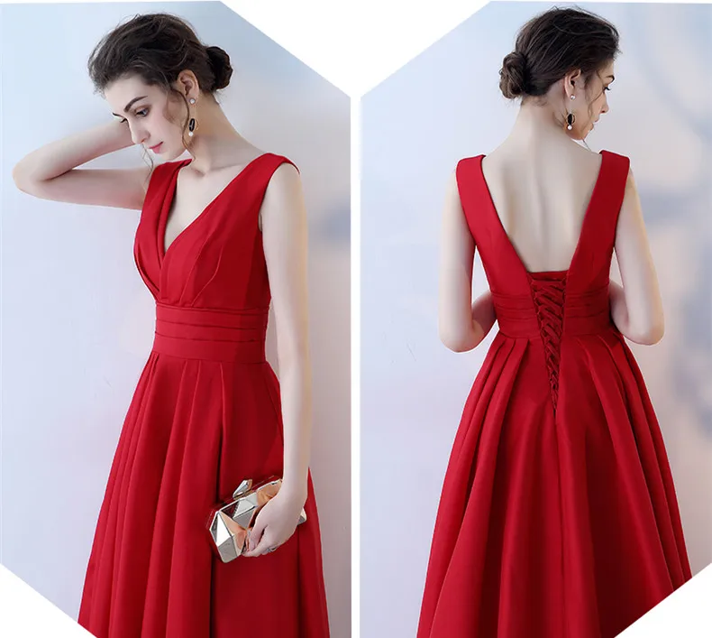Простое Красное длинное платье подружки невесты jaevini 2019 трапециевидные