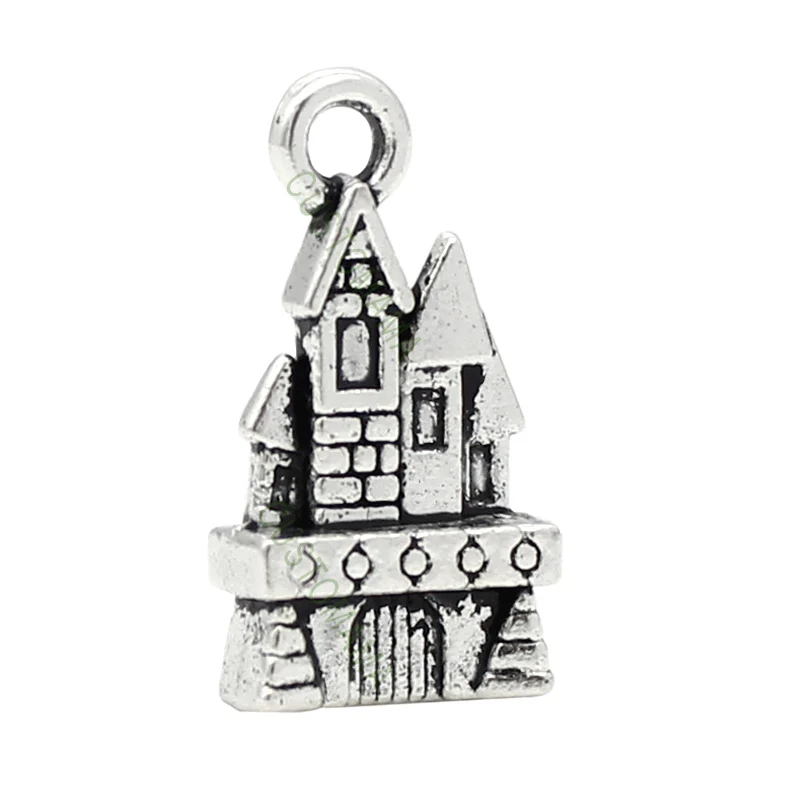 

40pcs-Antique Tibetan Silver Castle Charms pendants 3D 21x11x5mm