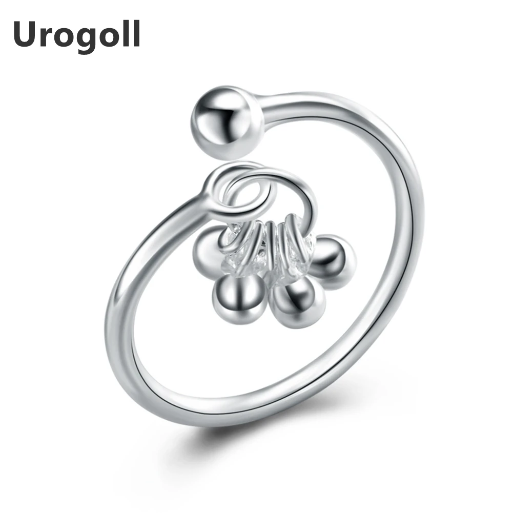 

Simple Style 925 Sterling Silver Rings For Women Fine Jewelry Solid 925 Sterling Silver Round Beads Open Ring Anniversary Gifts