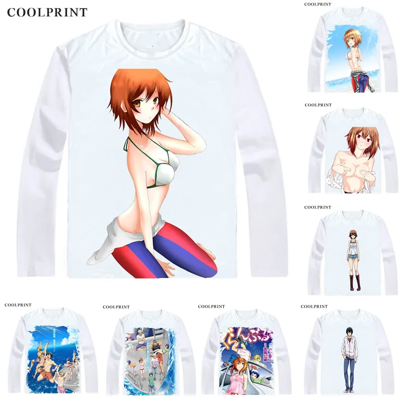 Синие футболки COOLPRINT Grand guranрусру рубашки с длинным рукавом из японского аниме