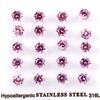 luxusteel wedding earrings stainless steel pink color cubic zirconia anti allergy wholesale earrings sets party brinco 2020 hot