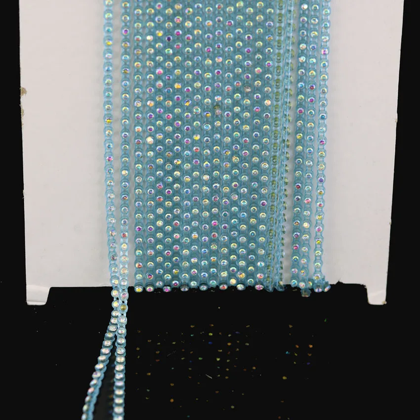 07 light blue chain 10 метров, SS6, 2 мм B Класс, прозрачный AB, стеклянные кристаллы, стразы, обвязка, 15 цветов, отделка Пластик цепи, низ свадебные платья - Цвет: 07 light blue chain