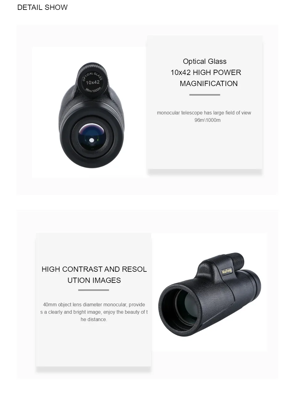 Maifeng 10x42 монокулярный телескоп hd для смартфона бинокль масштабируемый фокус зеленая пленка bak4 водонепроницаемый оптический стеклянный карман