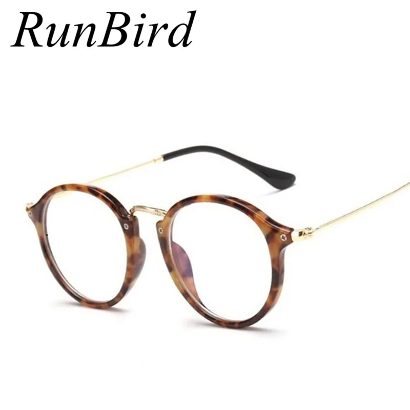 

RunBird 2018 Round Eyes Glasses Frame Women Myopia Eyeglasses Frame Men Computer Vintage Plain Glasses Lunettes De Soleil R538