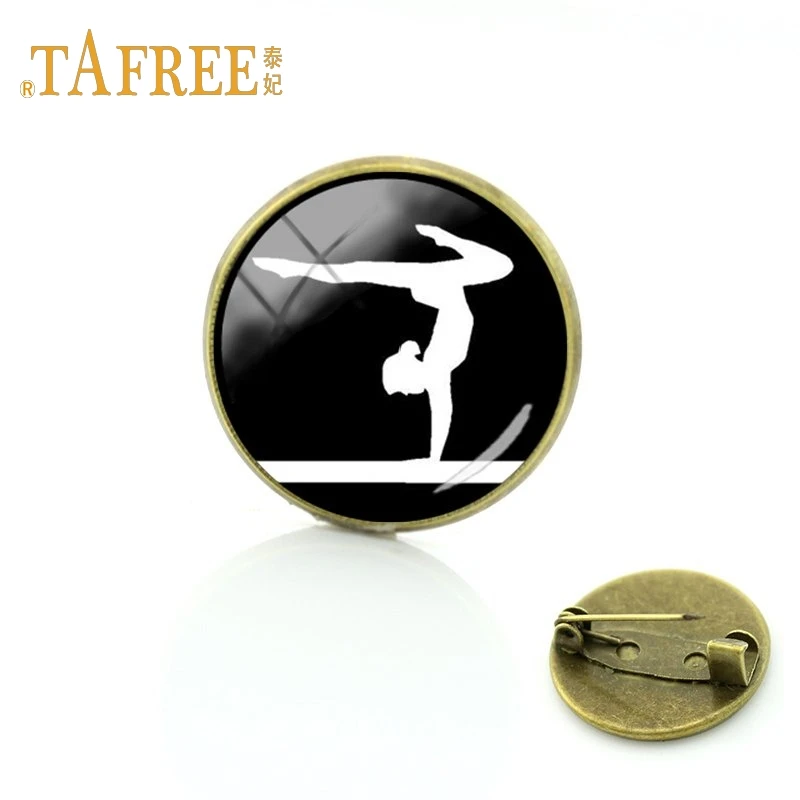 GY166 TAFREE гимнастика движется стеклянный кабошон купольная художественная картина брошь для любителей спорта памятная брошь аксессуары для одежды Ювелирные изделия GY172 - Окраска металла: GY166