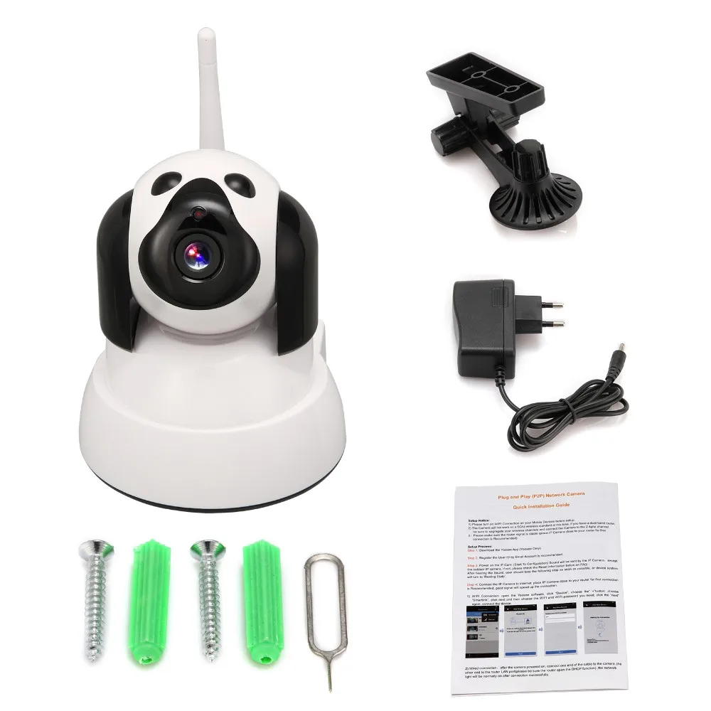 Желтый/белый беспроводной 720P панорамирование/наклон Wifi ip камера безопасности QF001