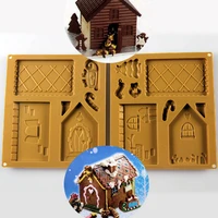 2pcs silicone 3d chocolate mold wedding christmas gingerbread house mould christmas party cake mold decoration baking dish