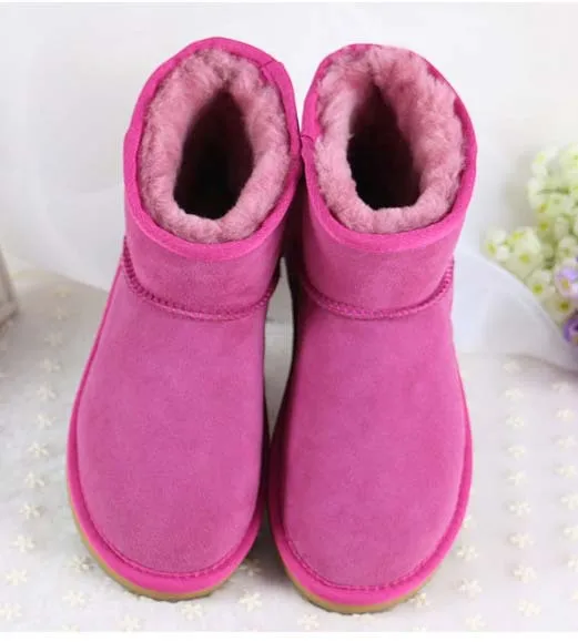 hot pink Женская обувь; высокое качество; дешевые; коллекция года; Модные женские зимние ботильоны из коровьей кожи; теплые женские зимние ботинки - Цвет: hot pink