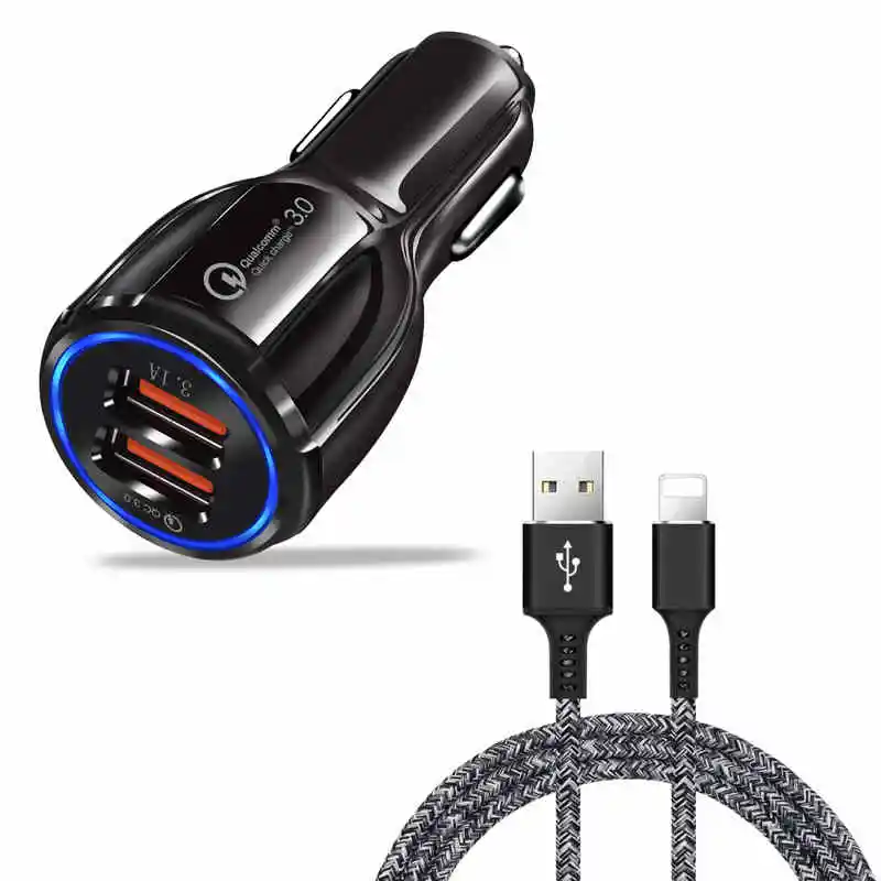 USB зарядное устройство Быстрая зарядка 3,0 зарядное устройство для мобильного телефона 2 порта USB быстрое автомобильное зарядное устройство для IPhone samsung планшет автомобильное зарядное устройство адаптер - Тип штекера: For Iphone
