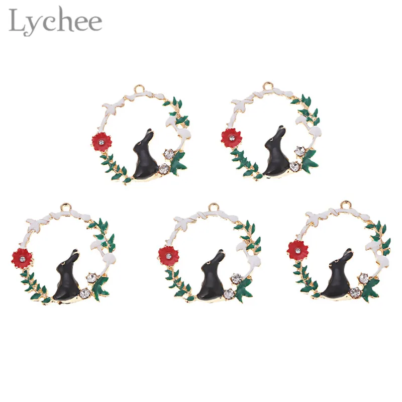 Lychee 5 шт. трендовая кристальная эмалированная гирлянда Подвески Кролик DIY