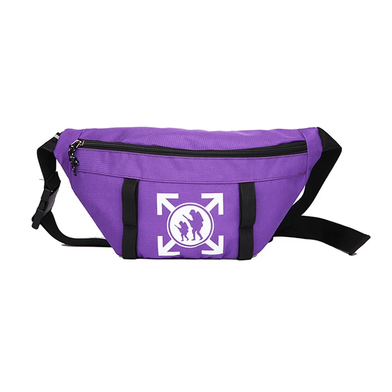 Purple waist bag Мужская поясная сумка унисекс, холщовая нагрудная сумка с буквенным принтом, школьная поясная сумка, Уличная Хип-Хоп сумка на плечо, парные дорожные поясные сумки 85 - Цвет: Purple waist bag