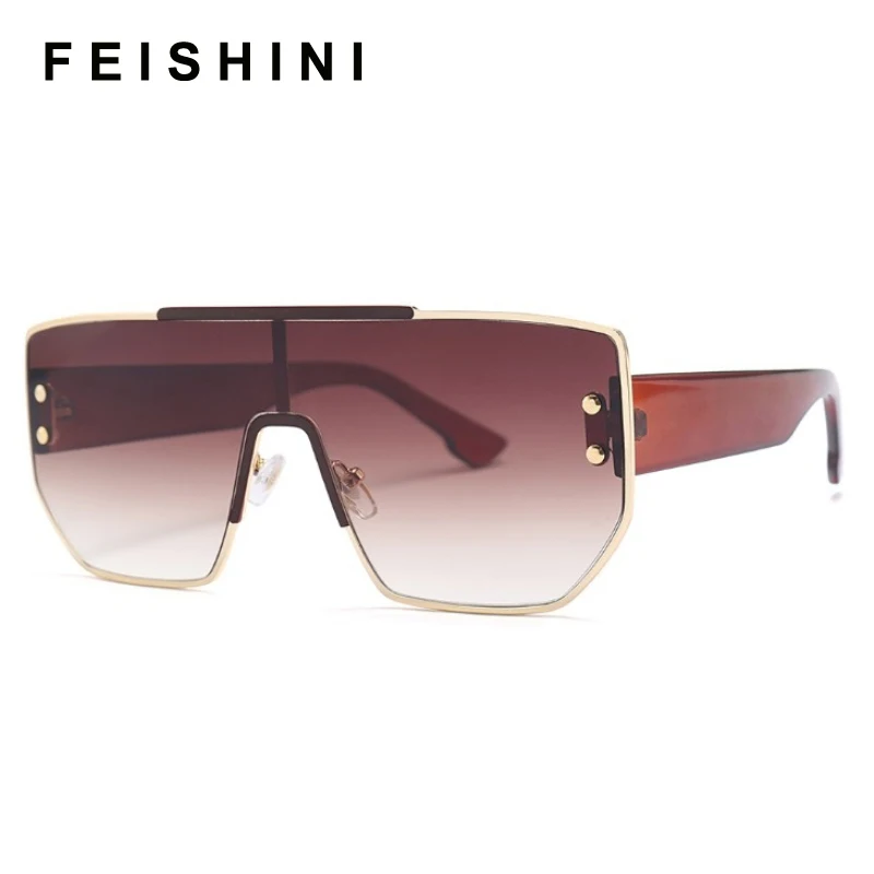 Солнцезащитные очки FEISHINI в металлической оправе для мужчин и женщин зеркальные
