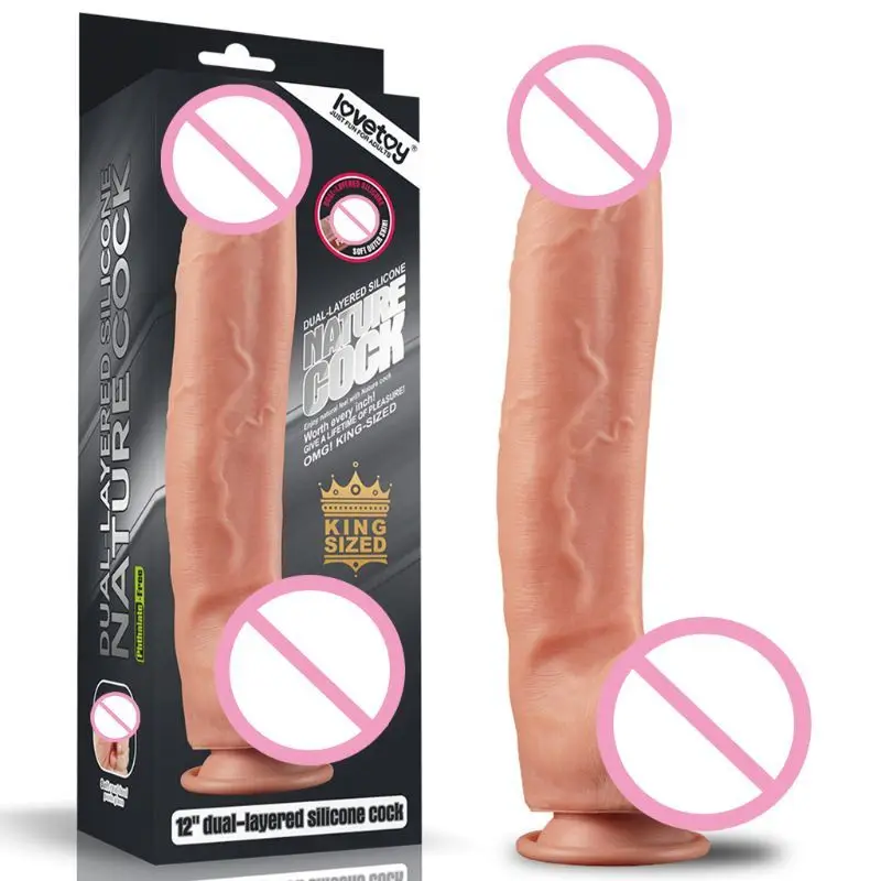 Силиконовый фаллоимитатор двойной плотности 12 дюймов большой реалистичный на