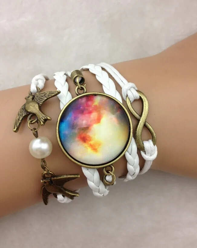 1 шт. браслет в виде многослойной косички браслеты молочный путь кабошон с
