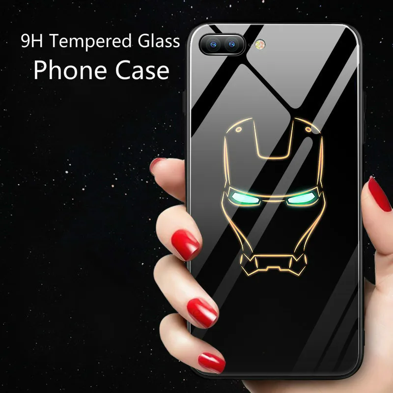 Роскошный Марвел Мстители светящийся стеклянный чехол для телефона iphone 11 Pro Promax