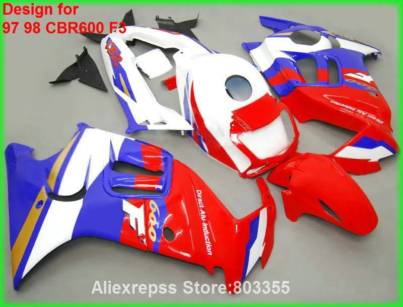 ABS Обтекатели Для HONDACBR 600 F3 1998 1997 97 98 (синий красный) cbr комплект обтекателей + 7
