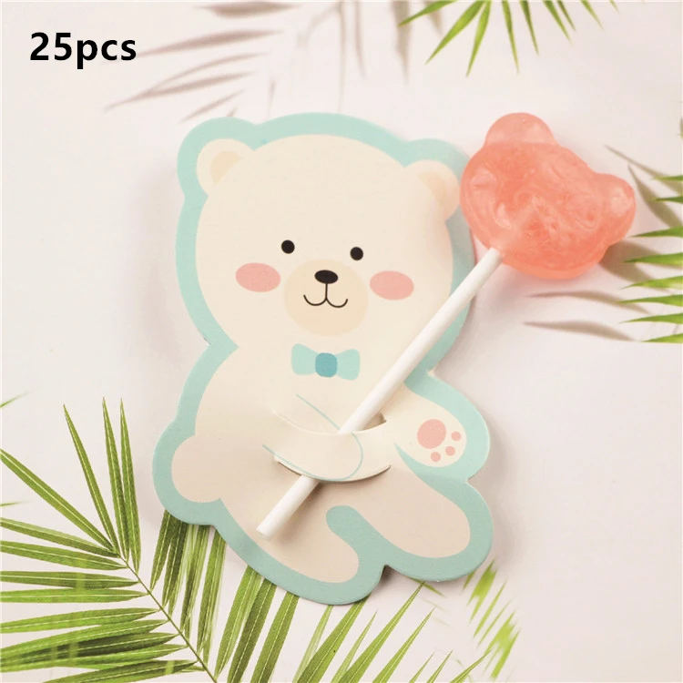 25pcs bear 25/50 шт. "Медведь", "Кролик", "Леденец Украшения карты мультфильм конфеты коробки держатель Дети сувениры игрушка «сделай сам подарки на день рождения Свадебная вечеринка декорации - Цвет: 25pcs bear