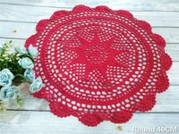 40cm round cotton placemat crochet flowers lace doily dining table mat tableware pad christmas drink tea coasters set kitchen